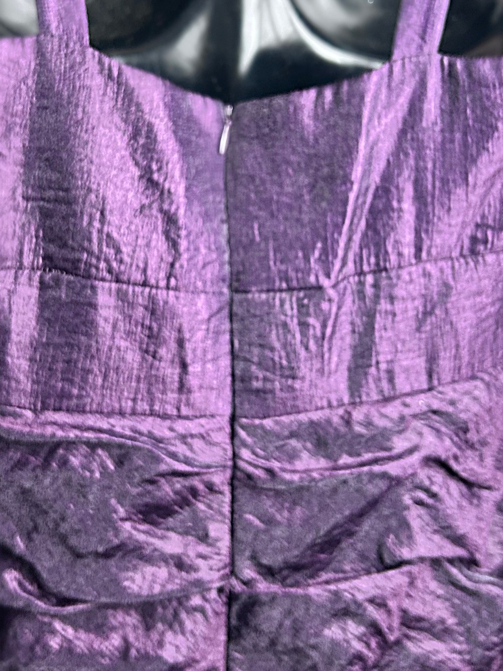 David's Bridal Plum Purple Strapless Taffeta Dress with Beaded Waist - Picture 9 of 14